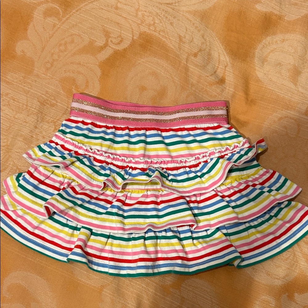 Mini Boden Colorful Striped Ruffle Skirt